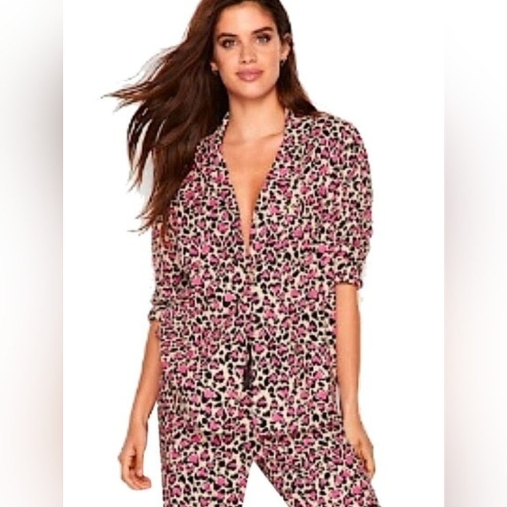 🌟2/$20🌟Victoria secret animal print black pink pajama size small